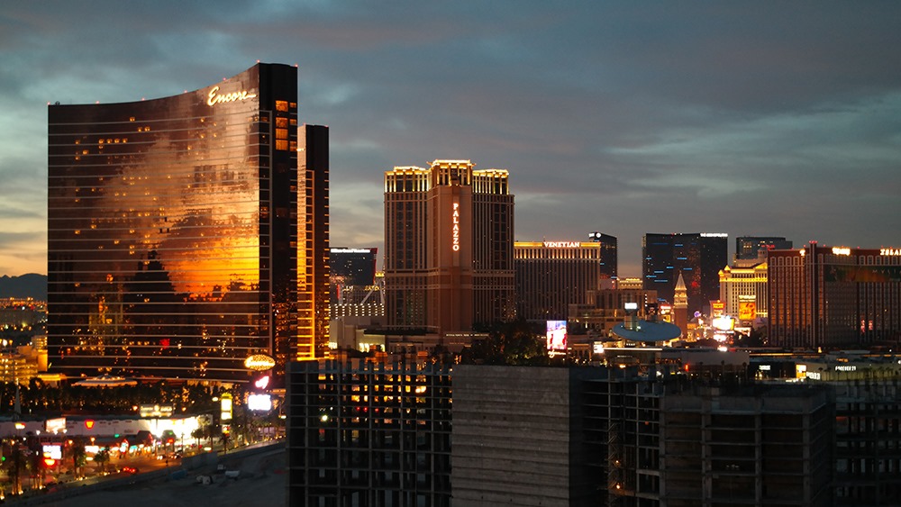 Las Vegas Hotel Circus Circus Logo Sonnenuntergang Ausblick Nacht