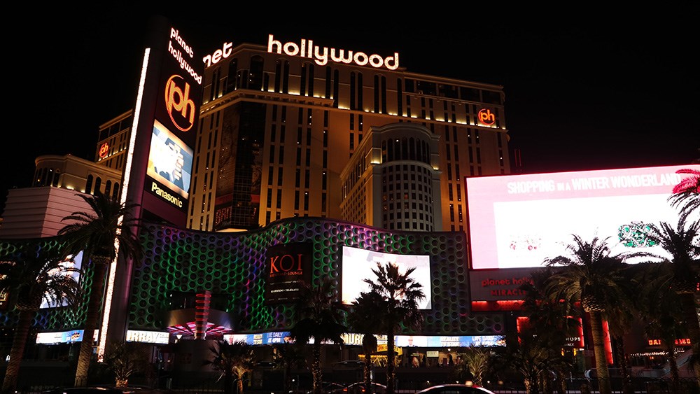 Las Vegas Strip Nacht Planet Hollywood