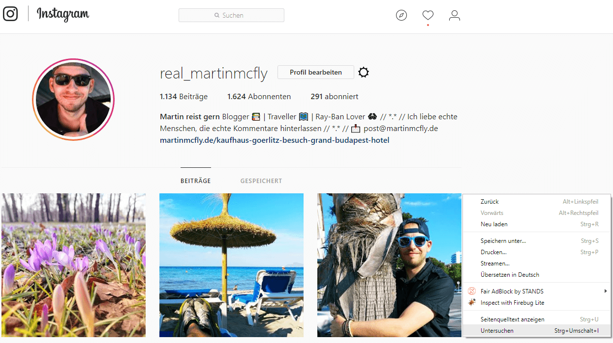 Instagram Bilder PC hochladen