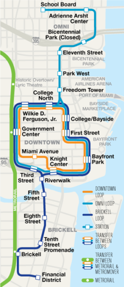 Metromover Miami Karte Map