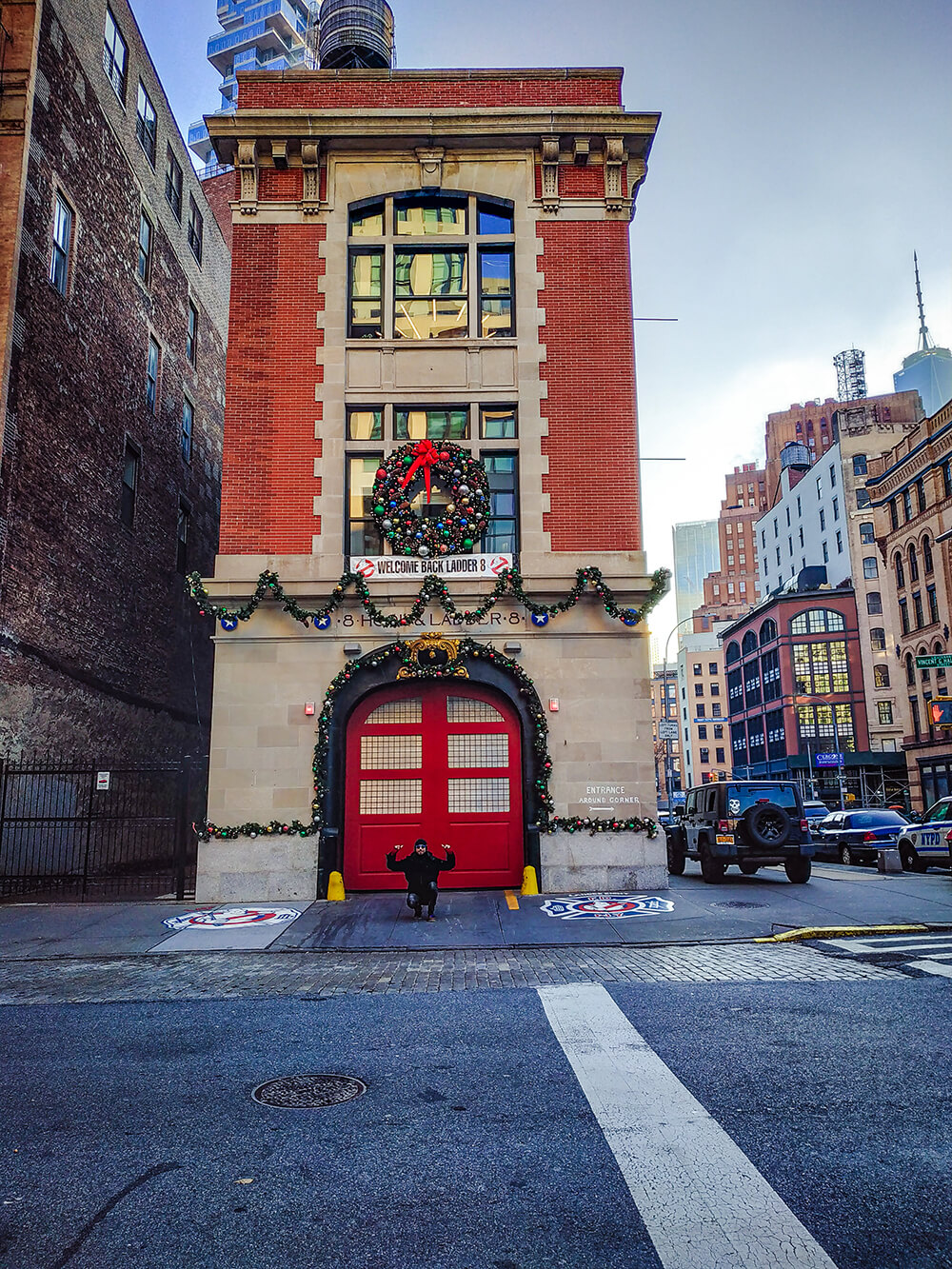 USA-New-York-Weihnachten-Winter-Ghostbusters-Feuerwehr